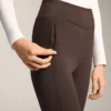 Leggings caldi a vita alta, lunghi fino alla caviglia, con tasche, 70 cm