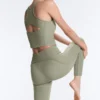 Leggings Comfortlux a vita alta con bordi a costine, lunghezza alla caviglia