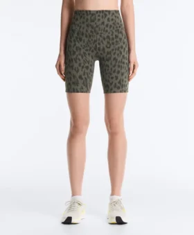 Leggings da ciclismo Evermove a vita alta 20 cm con stampa leopardata