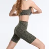 Leggings da ciclismo Evermove a vita alta 20 cm con stampa leopardata