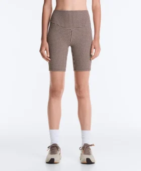 Leggings da ciclista a vita alta Comfortlux 20 cm a quadretti