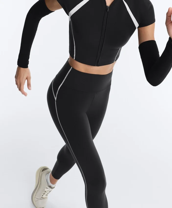 Leggings riflettenti a vita alta, Compressive e che modellano il busto, lunghi fino alla caviglia Leggings riflettenti a vita alta, Compressive e che modellano il busto, lunghi fino alla caviglia