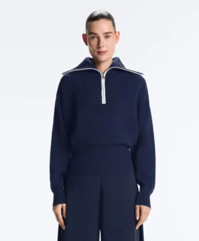 Maglione a collo alto con mezza zip