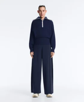 Maglione a collo alto con mezza zip