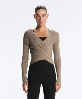 Maglione a maglia fine a coste