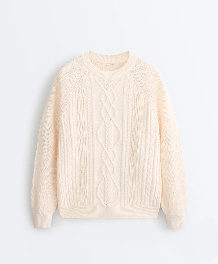 Maglione a trecce 100% cotone Maglione a trecce 100% cotone