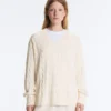 Maglione con scollo a V in maglia a trecce 100% cotone