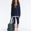 Maglione con scollo a V in maglia a trecce 100% cotone