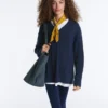 Maglione con scollo a V in maglia a trecce 100% cotone