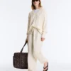 Maglione con scollo a V in maglia a trecce 100% cotone