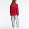 Maglione con scollo a V in maglia a trecce 100% cotone