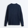 Maglione con scollo a V in maglia a trecce 100% cotone