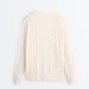 Maglione con scollo a V in maglia a trecce 100% cotone