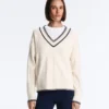 Maglione in maglia con scollo a V a contrasto Maglione in maglia con scollo a V a contrasto