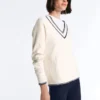 Maglione in maglia con scollo a V a contrasto Maglione in maglia con scollo a V a contrasto