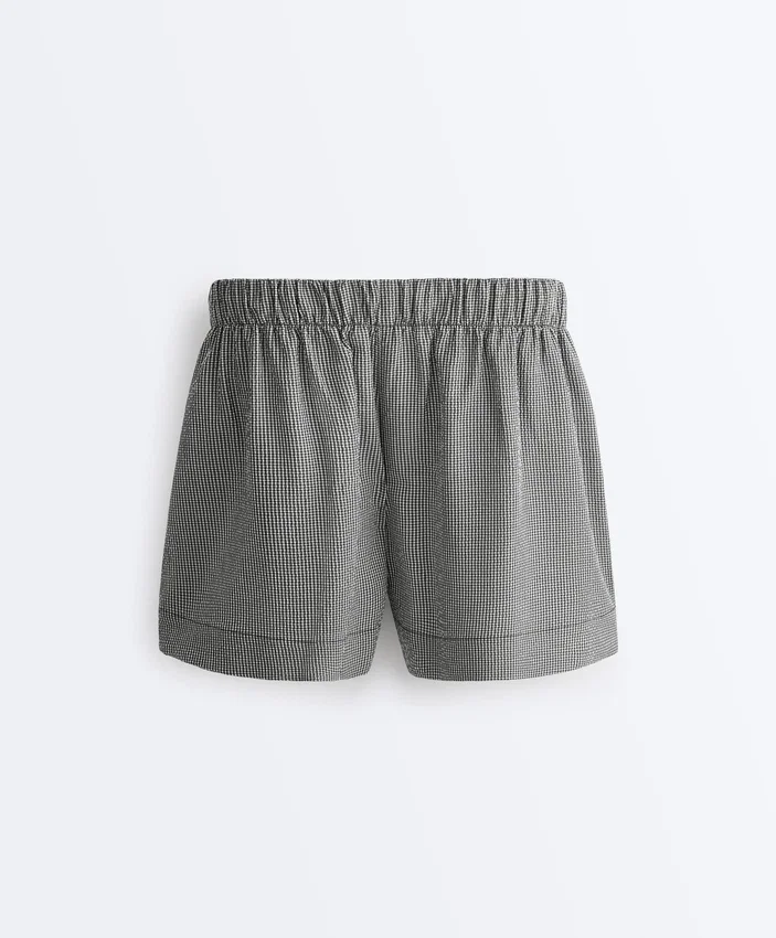 Pantaloncini a quadretti in misto lyocell Pantaloncini a quadretti in misto lyocell