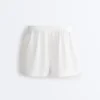 Pantaloncini a vita media in 100% lino