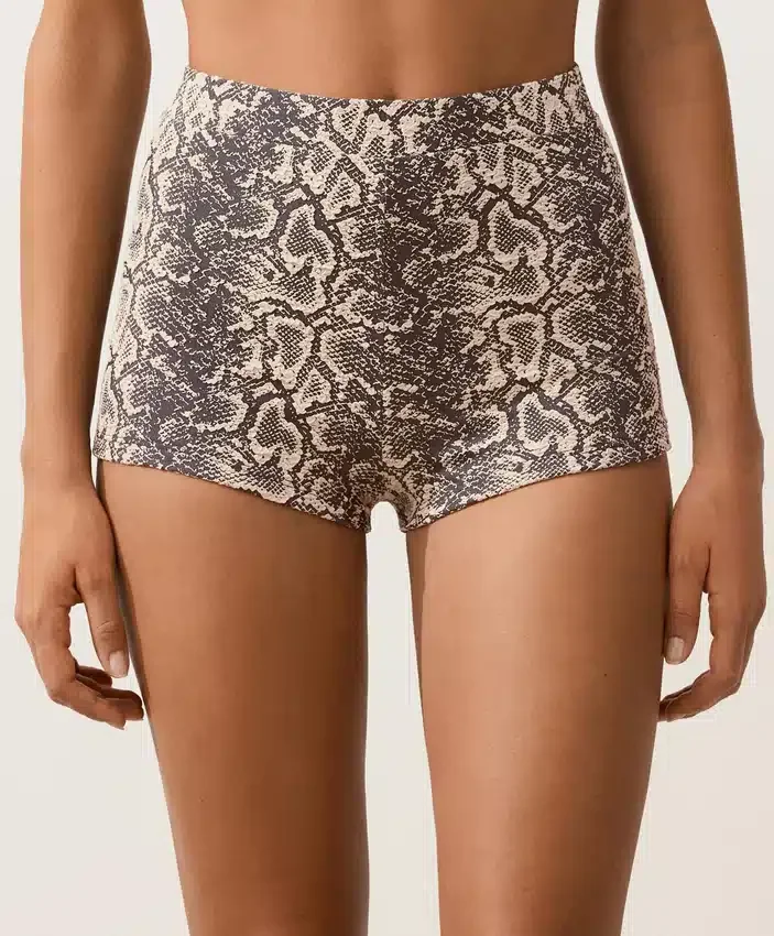 Pantaloncini da bikini a vita alta con stampa serpente Pantaloncini da bikini a vita alta con stampa serpente