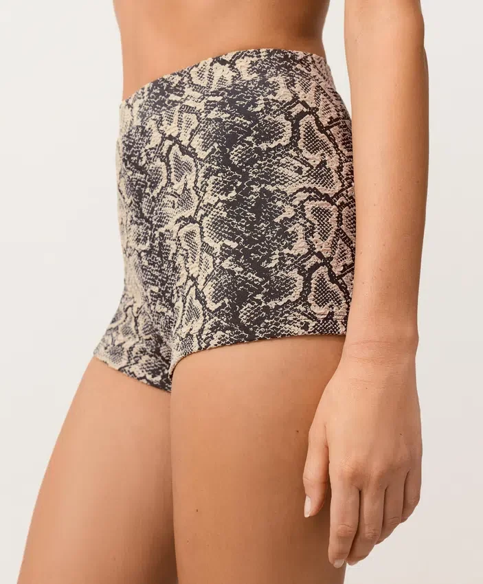 Pantaloncini da bikini a vita alta con stampa serpente Pantaloncini da bikini a vita alta con stampa serpente
