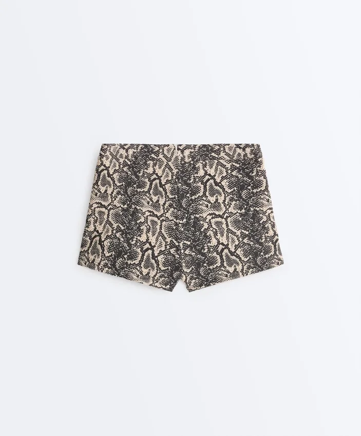 Pantaloncini da bikini a vita alta con stampa serpente Pantaloncini da bikini a vita alta con stampa serpente