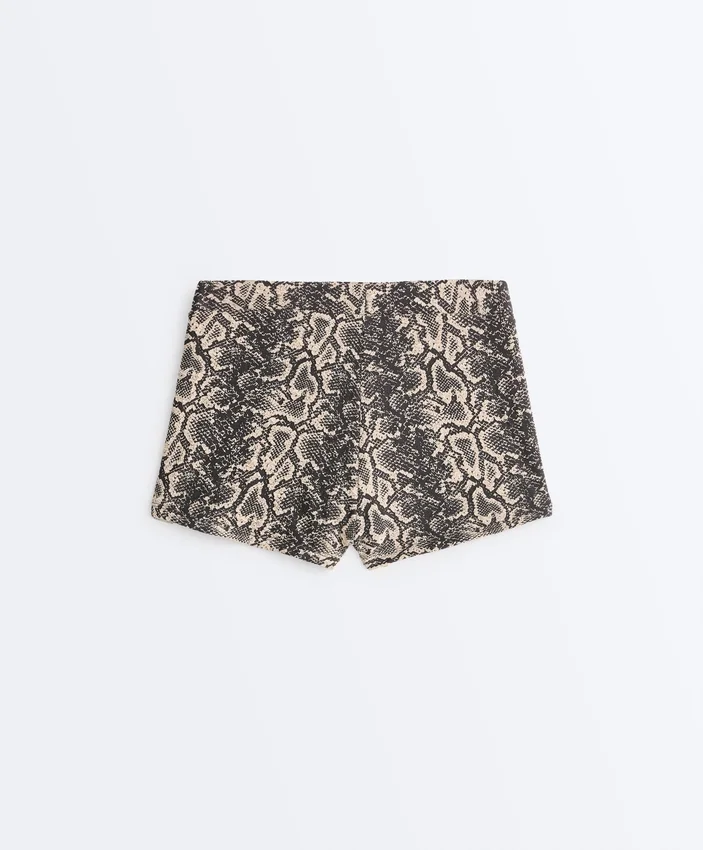 Pantaloncini da bikini a vita alta con stampa serpente Pantaloncini da bikini a vita alta con stampa serpente