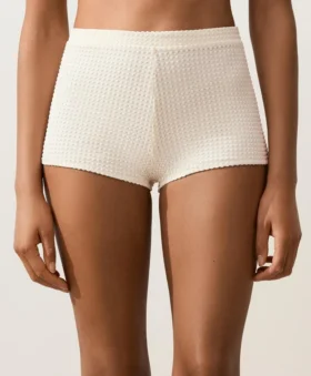 Pantaloncini da bikini a vita alta in crochet con texture a bolle