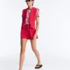 T-shirt a maniche corte in misto cotone a righe, vestibilità regolare
