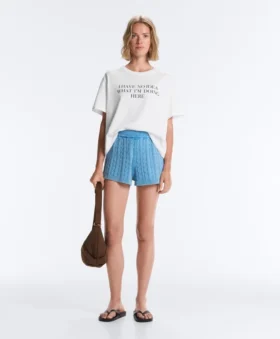 Pantaloncini in maglia a trecce lavata