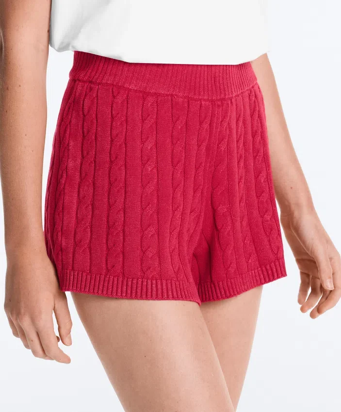 Pantaloncini in maglia a trecce lavata Pantaloncini in maglia a trecce lavata