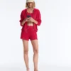 Pantaloncini in maglia a trecce lavata Pantaloncini in maglia a trecce lavata