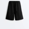 Pantaloncini midi in 100% lino Pantaloncini midi in 100% lino