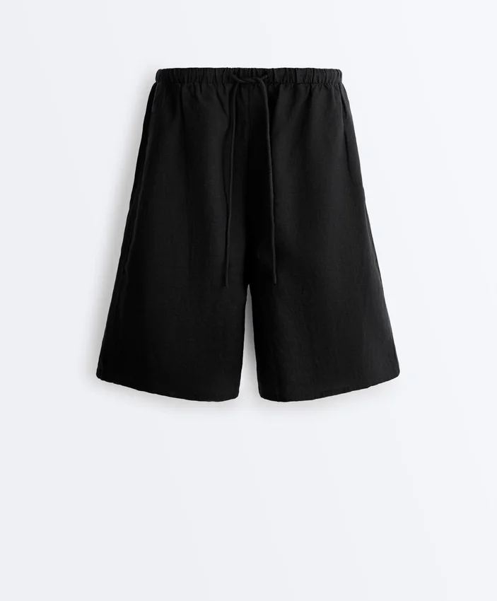 Pantaloncini midi in 100% lino Pantaloncini midi in 100% lino
