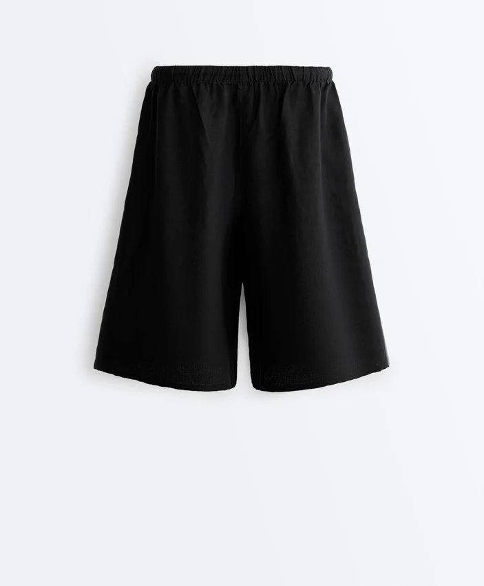 Pantaloncini midi in 100% lino Pantaloncini midi in 100% lino