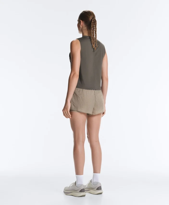 Pantaloncini tecnici 2 in 1 a vita media a quadri Pantaloncini tecnici 2 in 1 a vita media a quadri