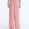 Pantaloni a gamba dritta a righe in 100% cotone