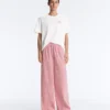 Pantaloni a gamba dritta a righe in 100% cotone