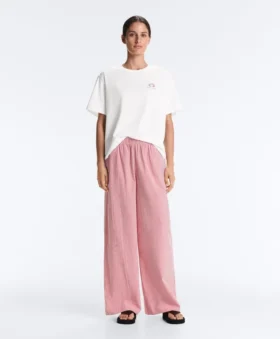 Pantaloni a gamba dritta a righe in 100% cotone