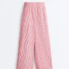 Pantaloni a gamba dritta a righe in 100% cotone