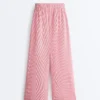 Pantaloni a gamba dritta a righe in 100% cotone