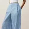 Pantaloni a gamba dritta a righe in misto cotone Pantaloni a gamba dritta a righe in misto cotone
