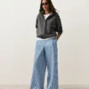 Pantaloni a gamba dritta a righe in misto cotone Pantaloni a gamba dritta a righe in misto cotone