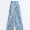 Pantaloni a gamba dritta a righe in misto cotone Pantaloni a gamba dritta a righe in misto cotone