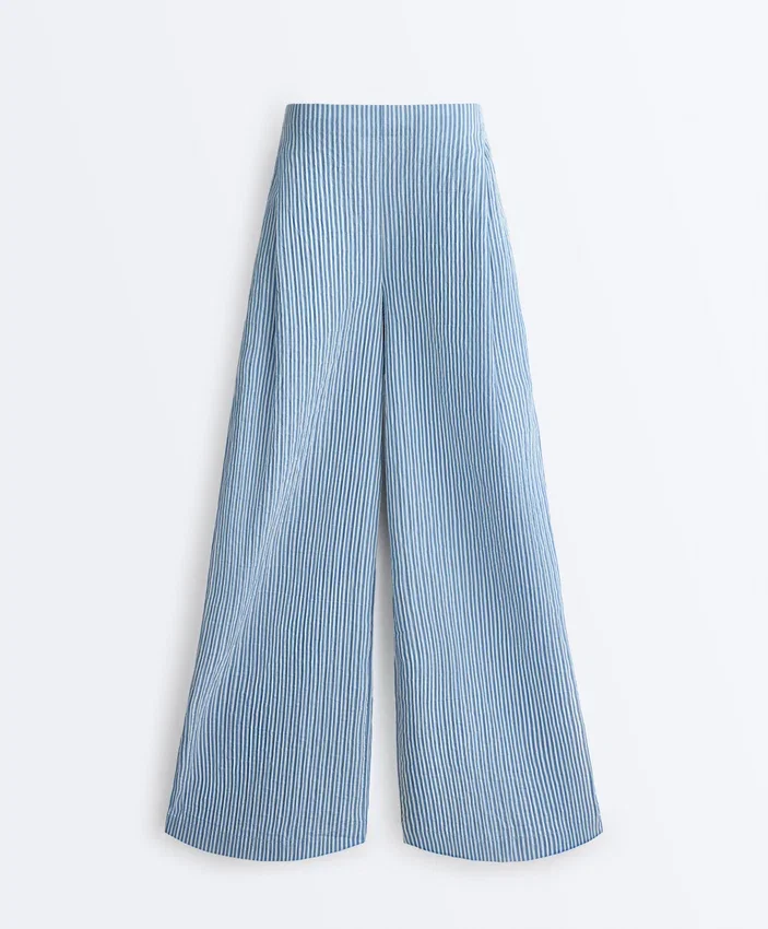 Pantaloni a gamba dritta a righe in misto cotone Pantaloni a gamba dritta a righe in misto cotone
