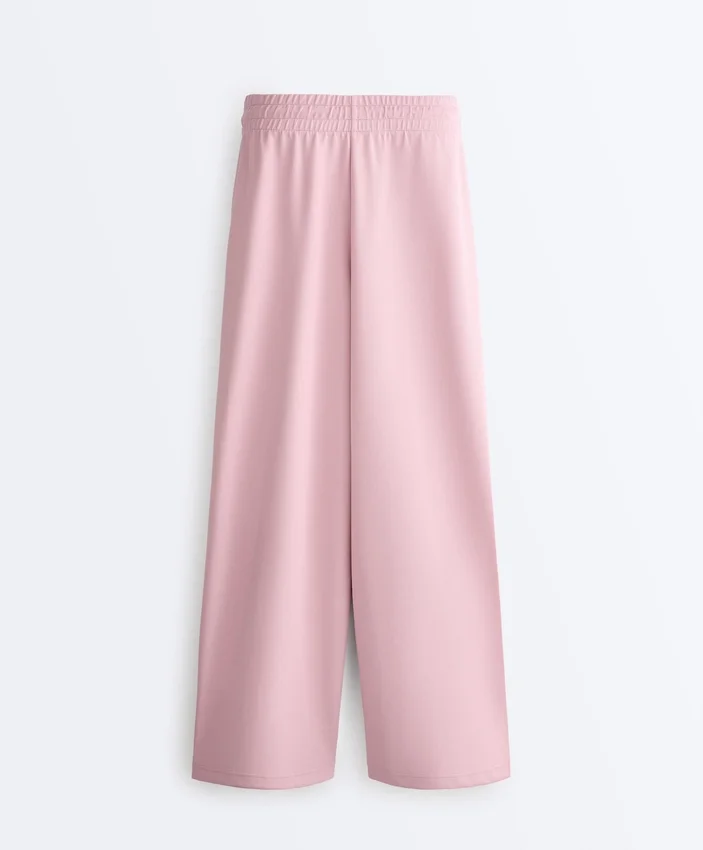 Pantaloni a gamba dritta con pieghe in piqué di cotone Pantaloni a gamba dritta con pieghe in piqué di cotone