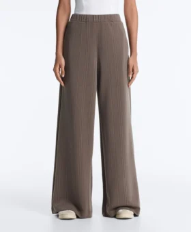 Pantaloni a gamba dritta con striscia asimmetrica e modal