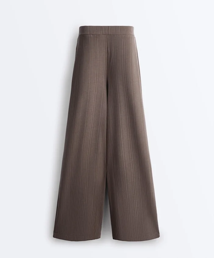 Pantaloni a gamba dritta con striscia asimmetrica e modal Pantaloni a gamba dritta con striscia asimmetrica e modal