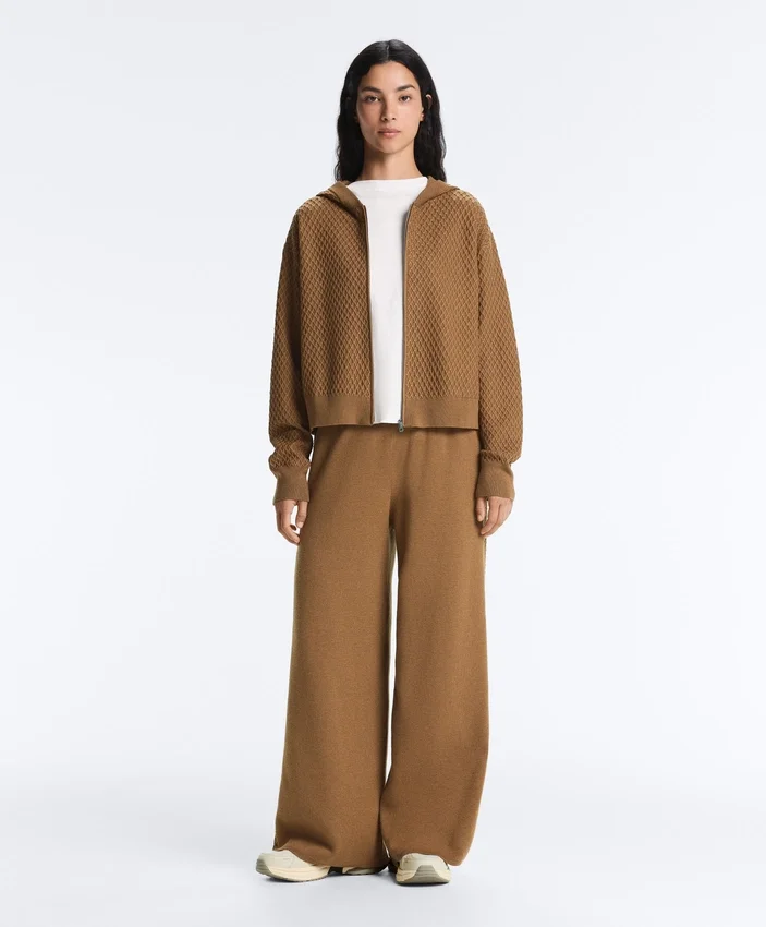 Pantaloni a gamba dritta con struttura a maglia laterale Pantaloni a gamba dritta con struttura a maglia laterale