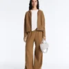 Pantaloni a gamba dritta con struttura a maglia laterale Pantaloni a gamba dritta con struttura a maglia laterale