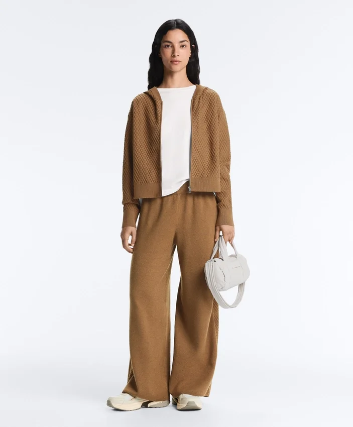 Pantaloni a gamba dritta con struttura a maglia laterale Pantaloni a gamba dritta con struttura a maglia laterale