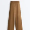 Pantaloni a gamba dritta con struttura a maglia laterale Pantaloni a gamba dritta con struttura a maglia laterale
